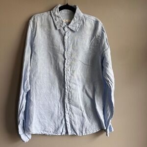 Puro Lino Light Blue 100% Linen Button Down Shirt Made in Italy Size M